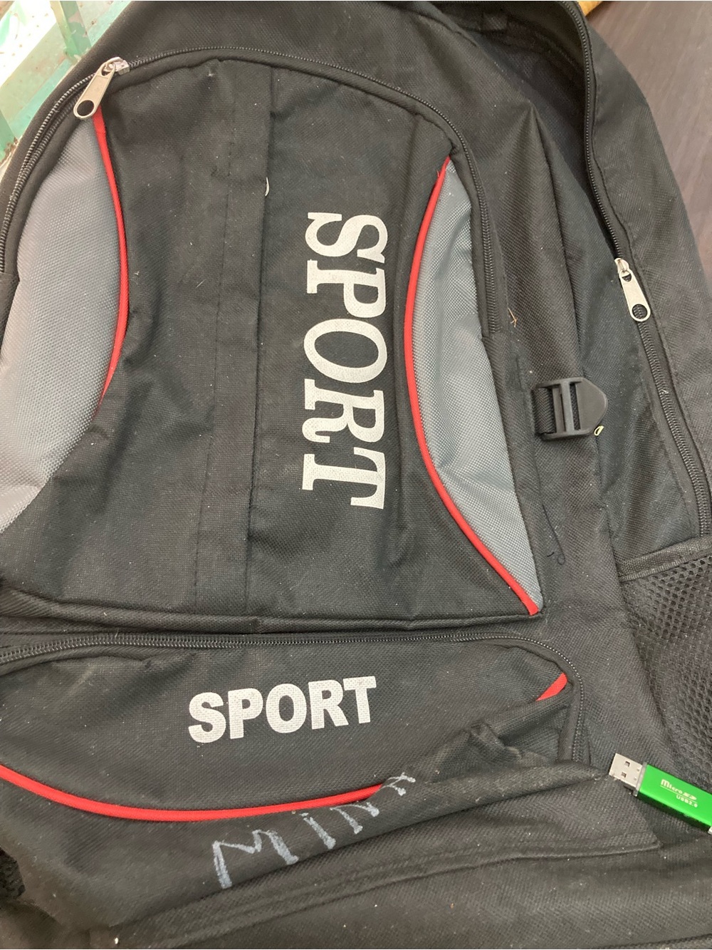 SPORT Black and Gray Men's Backpack with Red Accents